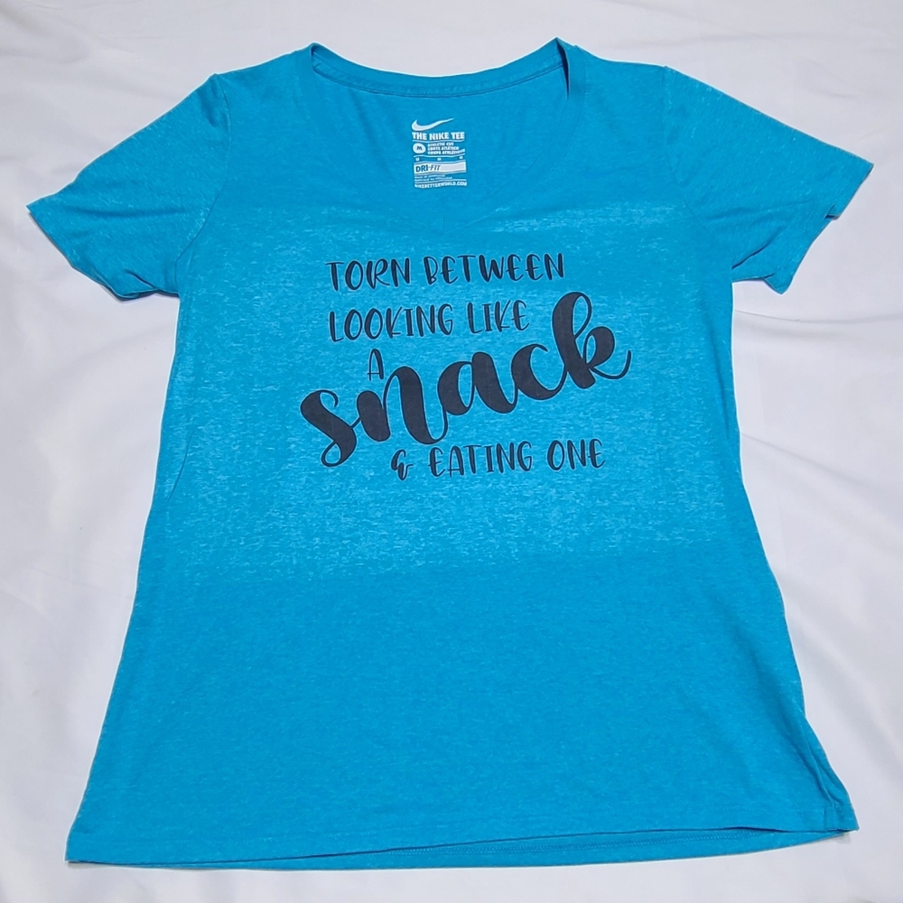 Nike Womens medium athletic dri fit blue custom shirt